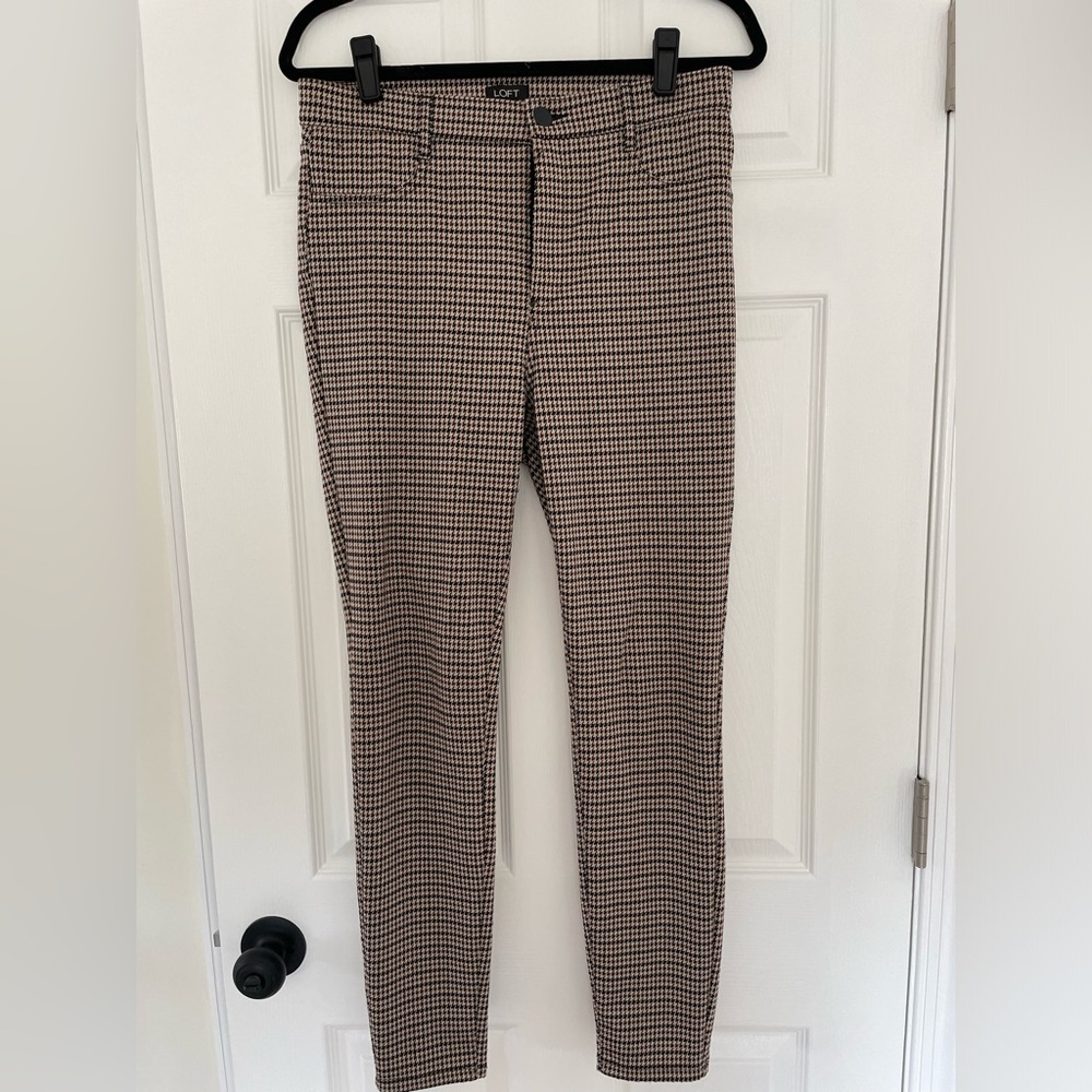 LOFT Houndstooth Four Pocket Leggings Black Neutral